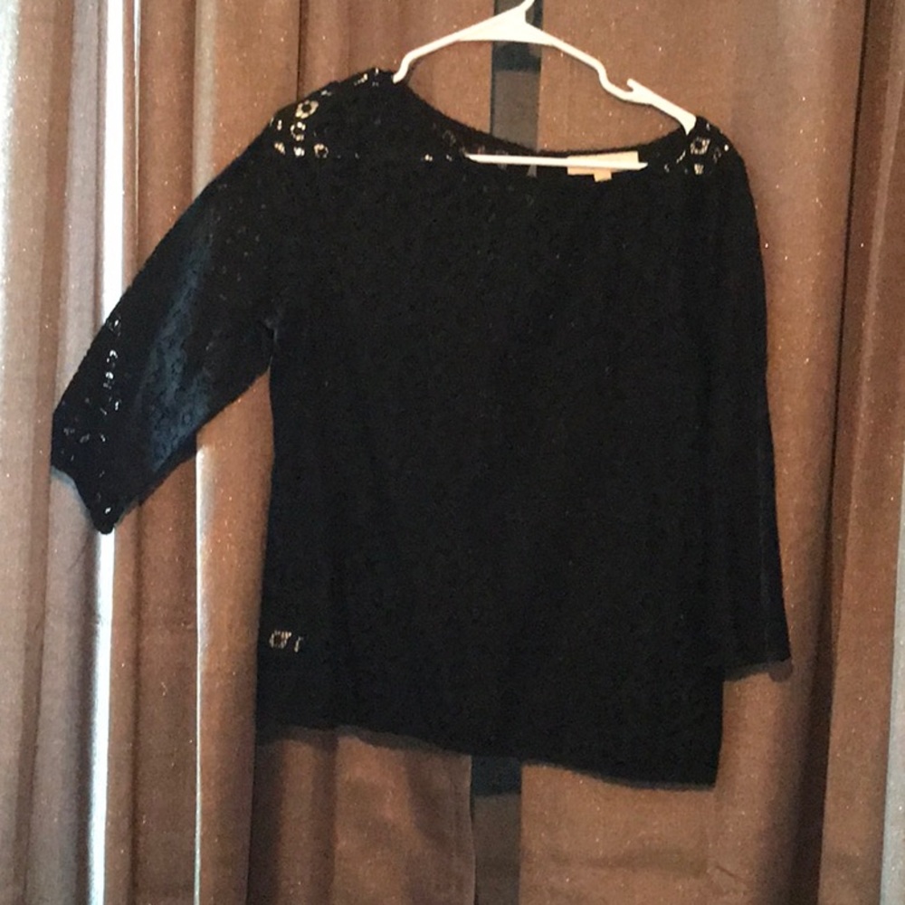 Loft 3/4 sleeve black lace top